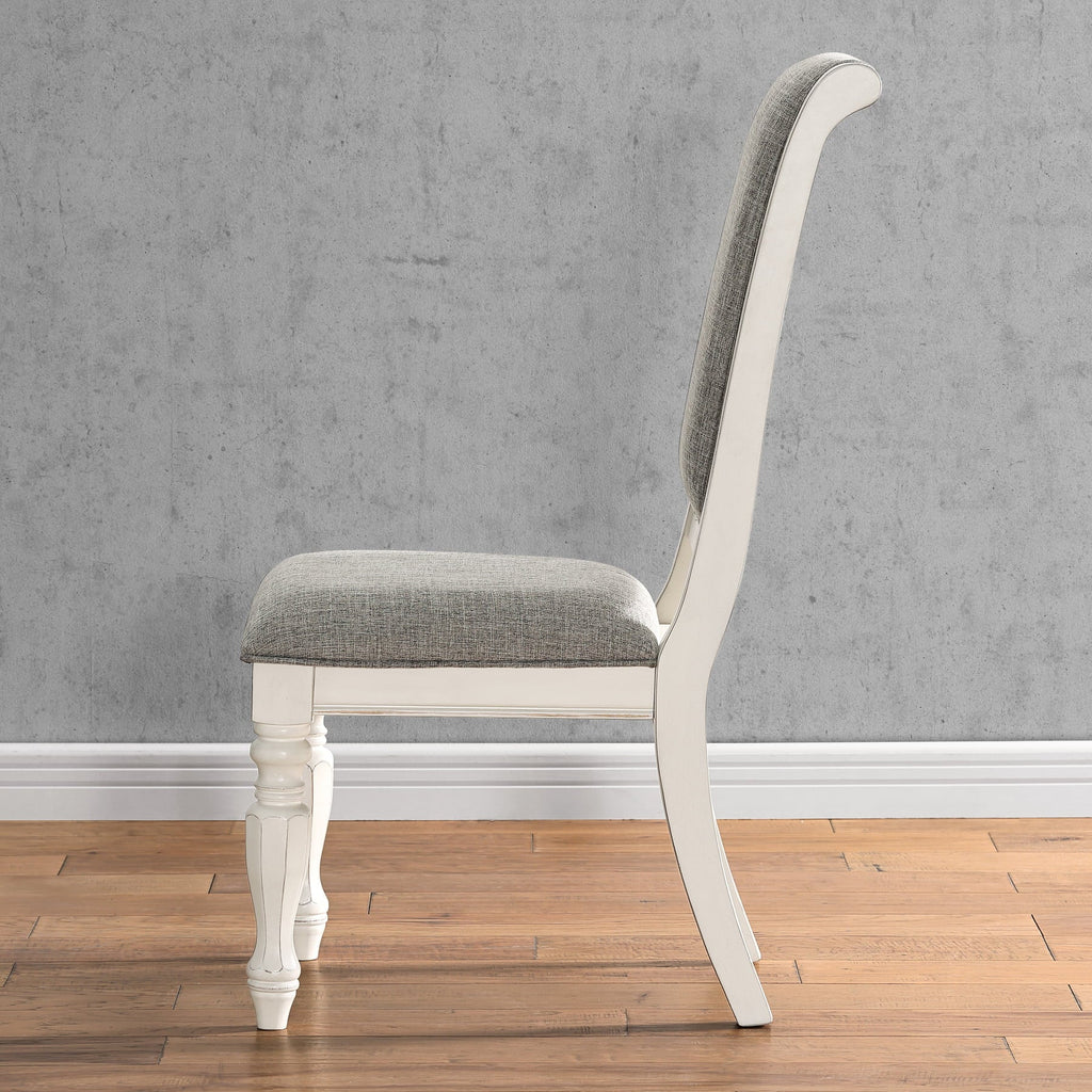 Country White Weathered Oak Belleza Finish French Set Furniture Roundhill and Antique Dining 5-Piece in