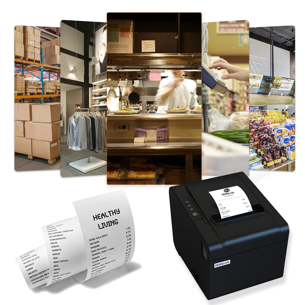 Printer, Auto Receipt Printer Drawer,USB Cash Printer, Kitchen Support with RONGTA USB Interface Optional (RP326) 80mm Cutter POS Ethernet Thermal for Restaurant Windows/Mac/Linux Serial