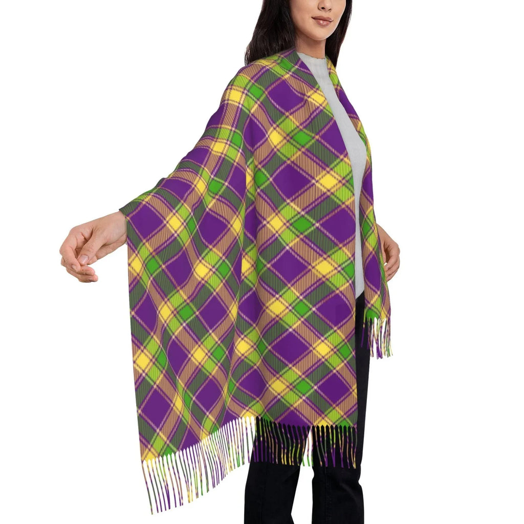 Soft Winter Warm Gras Print Women Cashmere Bingfone Scarf Plaid Mardi Large Wrap Gifts- Feel Elegant For Scarves Shawl Art