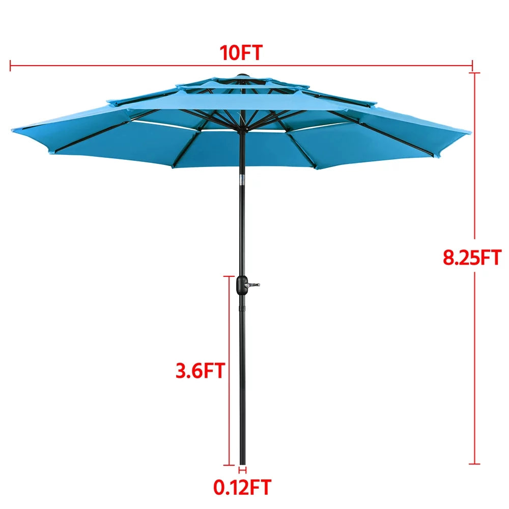 Umbrella Stand, 18'' Yaheetech 8 Base Outdoor Patio Ribs+ 10ft with Sturdy Blue 26.5 Sky lb