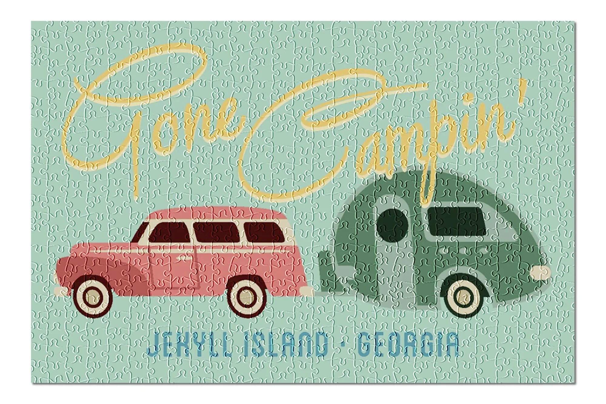 Piece in inches, Premium USA) Island, Trailer, Geometric Jigsaw Georgia, and for Gone (19x27 Made Jekyll Puzzle 500 Family, Campin, Adults