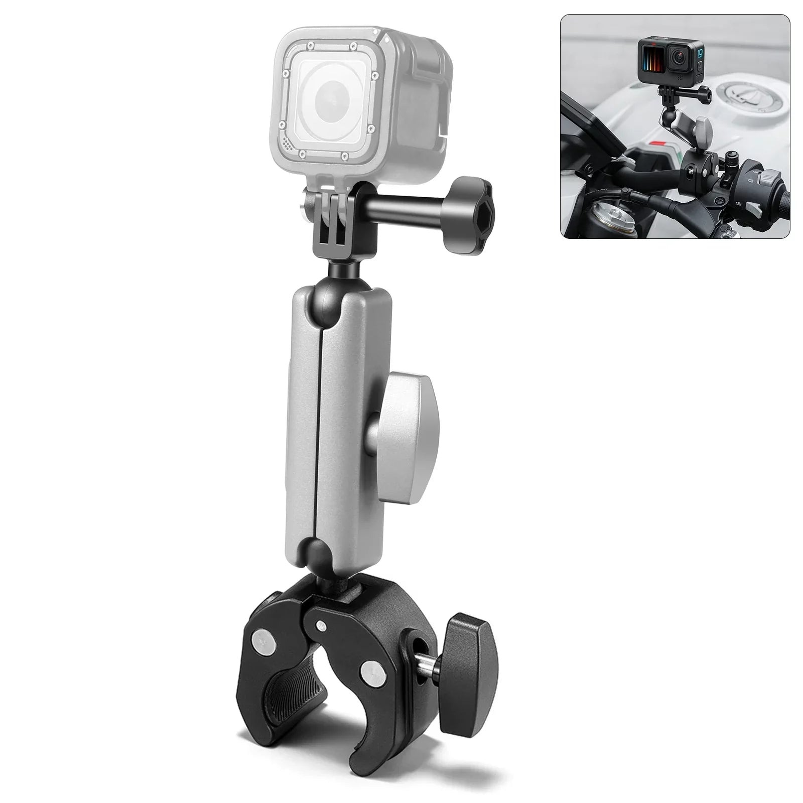 Handlebar Dual Rotatable AKASO Mount, DJI Hero PULUZ Aluminum PU867B Alloy Ball 11/10/9/8 Head, Clamp Adapter, Compatible