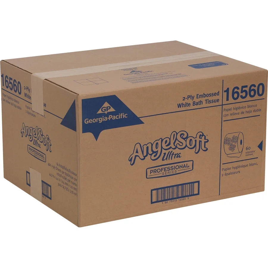 Sheets/Roll GP 4.50" Soft For Toilet 60 Angel Restroom Ultra - PRO - Paper - Ply - Absorbent x Embossed 4.05" Soft, / 2 Professional - White by - Septic Series 400 Carton Safe,
