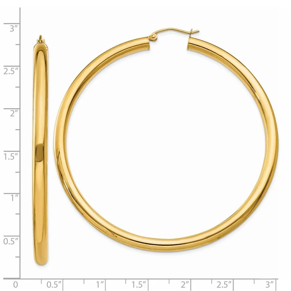 Adults Gold 14kt Yellow and for Real Hoop and Teens; Tube Men Polished Women Earrings; 4mm for