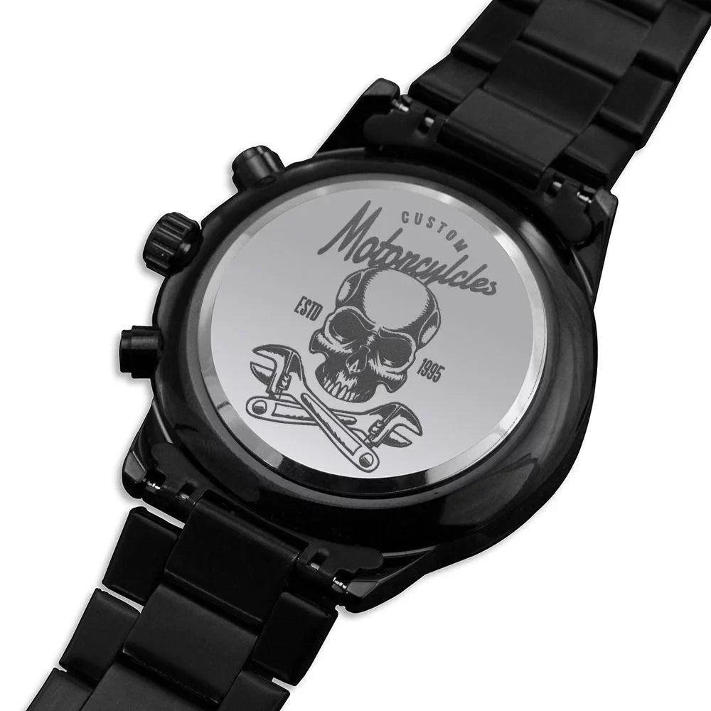 Engraved Motorcycle W 1995 Stainless Motorcyles Copper Multifunction Men's Custom Watch Dial Steel Rider