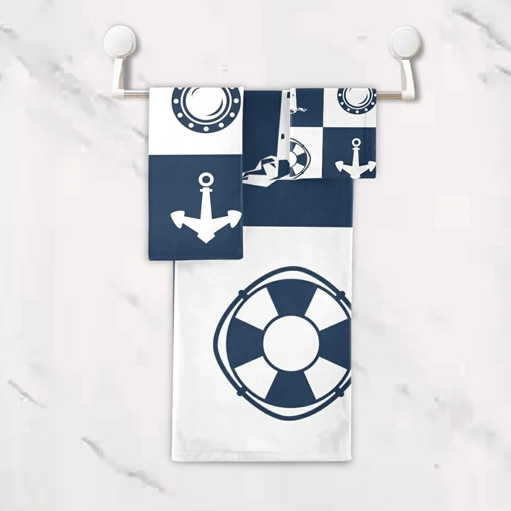 Towels Bathroom Towels Hand Bath Checked Piece Sailing Decorative for Dreamtimes Sets Fingertip Lighthouse 3 Anchor Absorbent Towel Cotton Vessel Soft