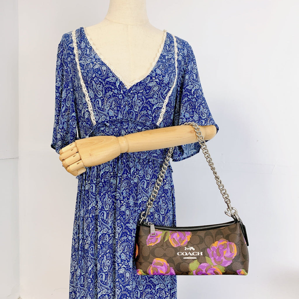 Charlotte Canvas Print Multi Iris Coach Signature Rose In IN Bag Shoulder CL406 With Brown