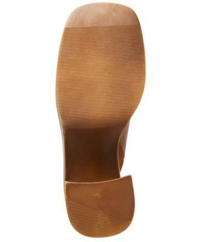 Brown Goring Flirtie Leather MADDEN Platform 1" Womens On Clogs Padded Square 8.5 Block Slip Toe Shoes M STEVE Heel