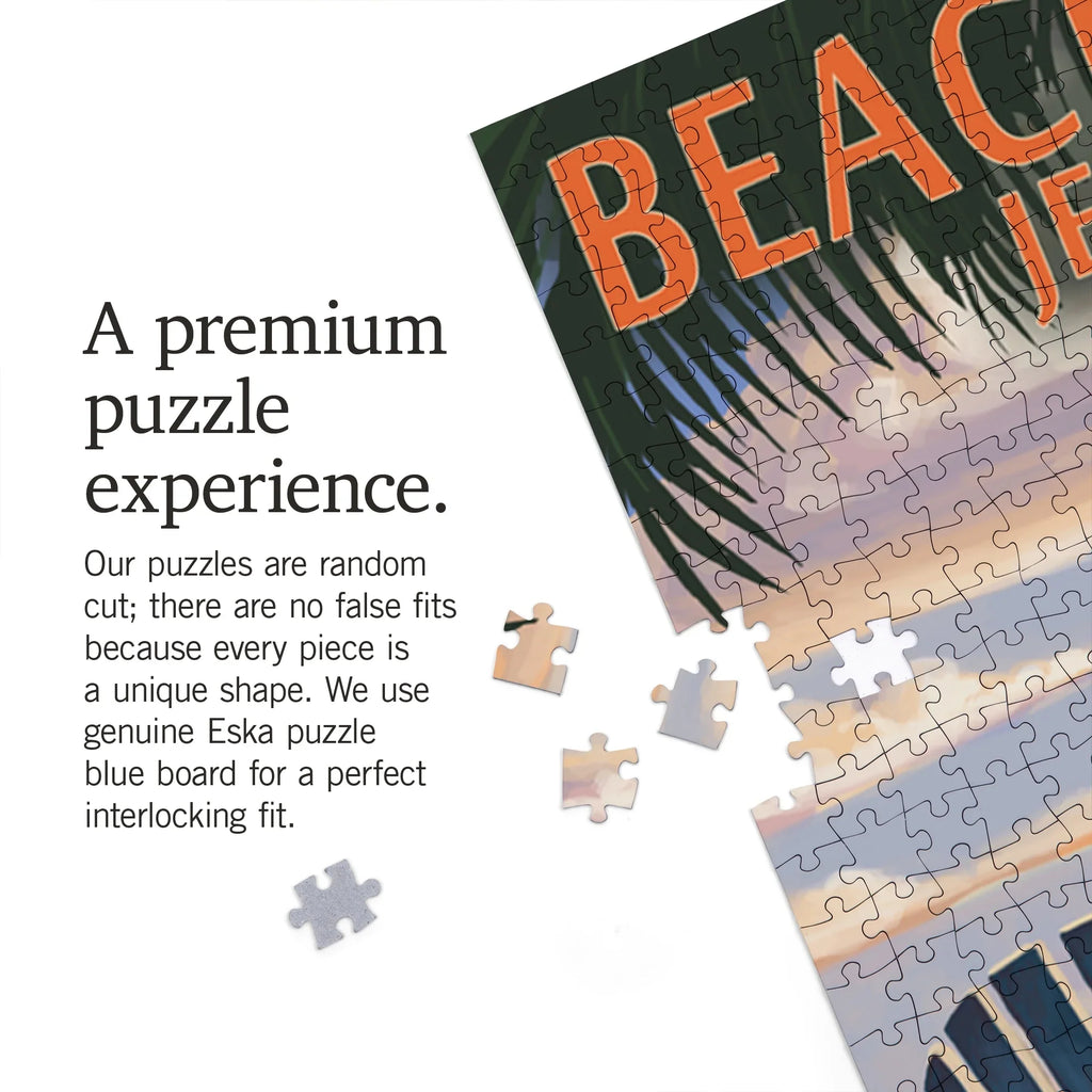 Piece Puzzle, on Island, the Jekyll Beachtown, Georgia, Lantern Chair Beach Jigsaw Adirondack 1000 Press