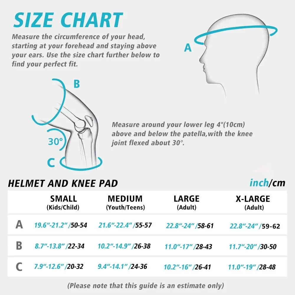Helmet Helmet, Pad Toddler for Medium Protective S Adult, Skating, Bike, Set Knee Skateboard, Bike Gear Youth Wrist Guard Cycling Elbow Pad for SPOFINE Kids Blue