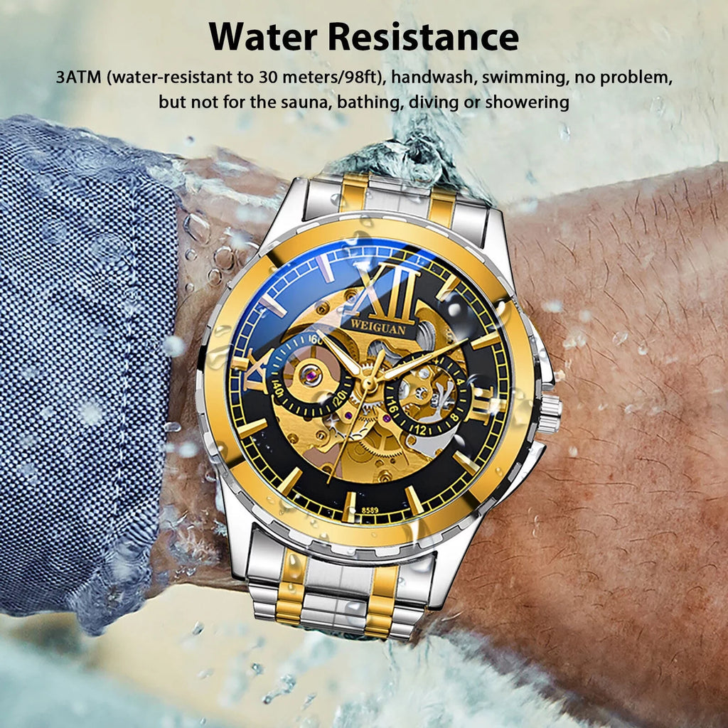 Luxury Automatic Mechanical Waterproof Steel Wrist Watch Stainless Men Business