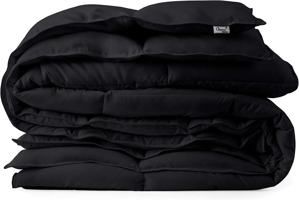'- Microfiber Insert Alternative Stitch Box Fill Season Black) (Cal Tabs Collection King, All King Size with - Comforter Quilted - Chezmoi Down California Plush Corner Duvet