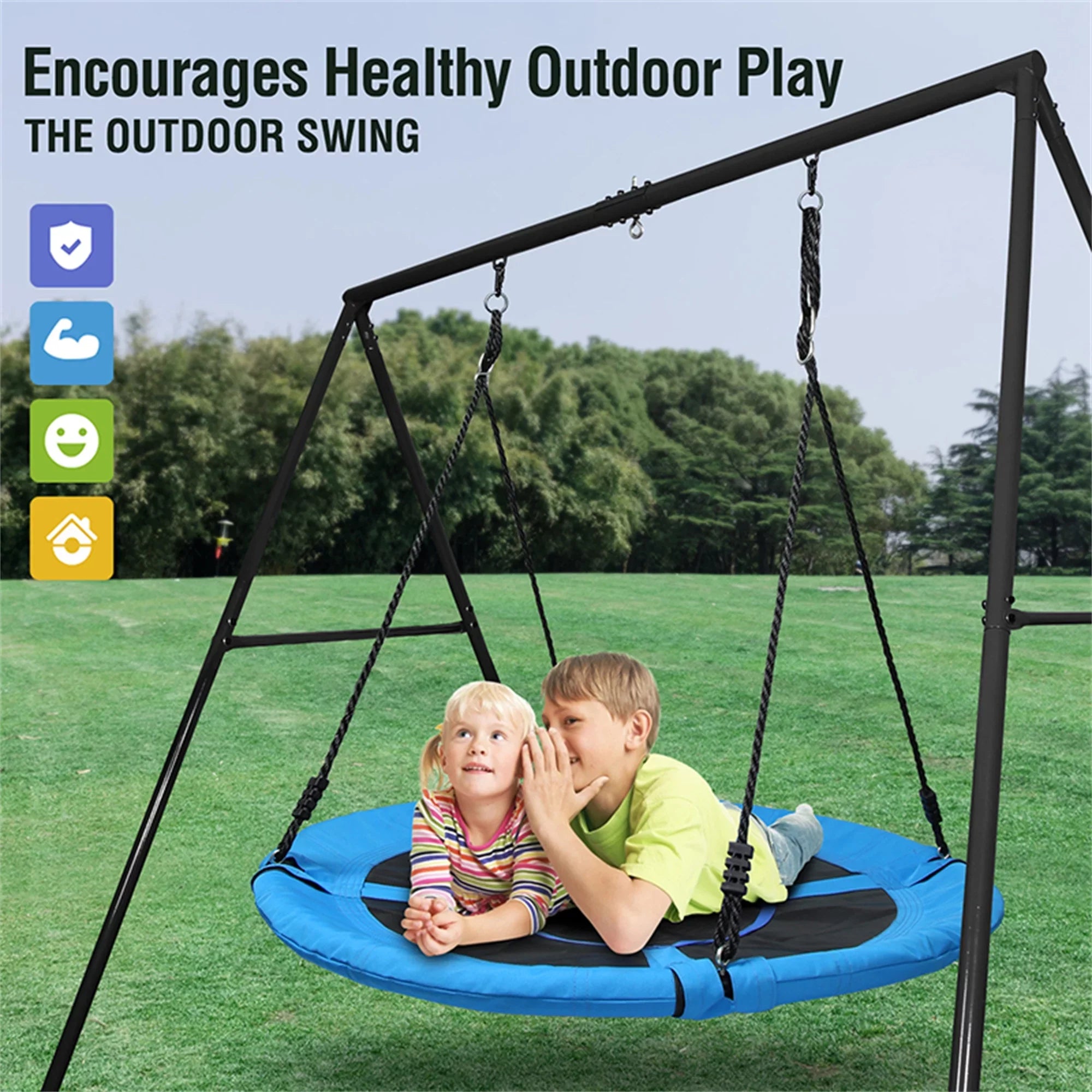 and 440lbs Saucer Metal Tree Set Swing Trekassy Metal Swing with Stand 40 Inch A-Frame Duty Swing, Swivel Heavy
