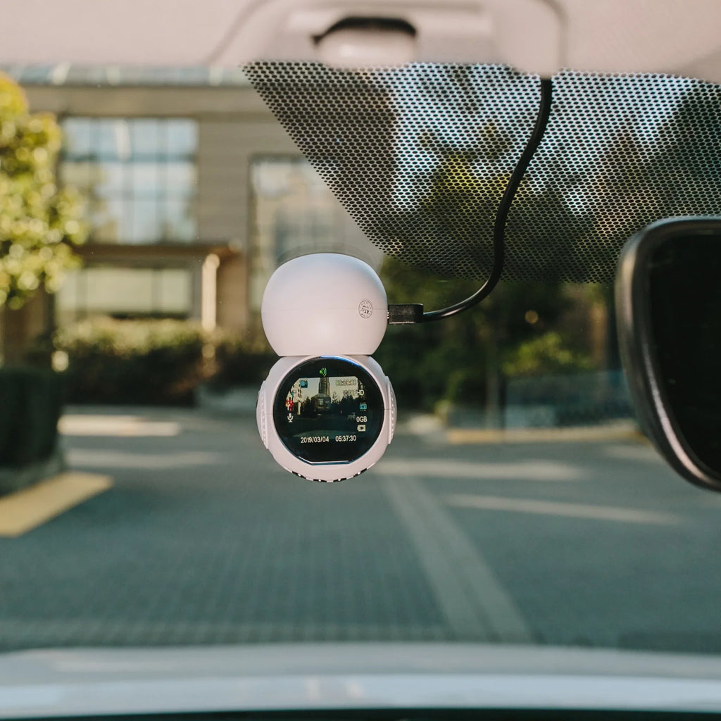 Parking IMPROVED* Dashcam (WHITE) Play Full GPS & Dash *NEW Dash JS Screen 3.0 & 1.22" w/ LED Plug 1080p - Monitor HD Cam- & &