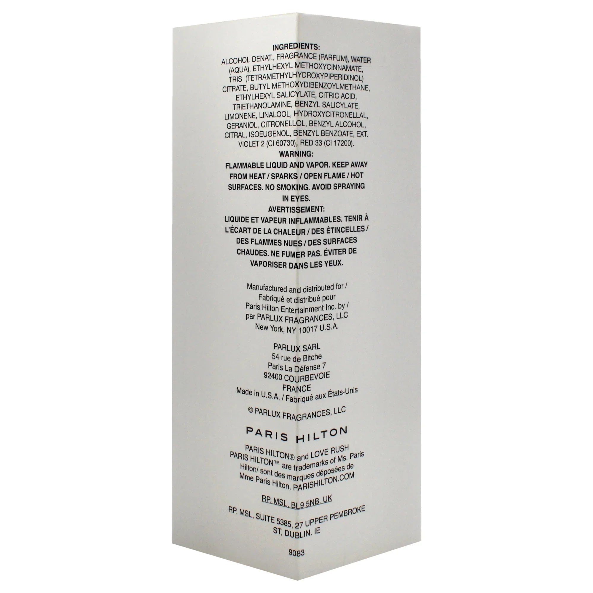 Hilton EDP , 3.4 Spray Love oz Rush Paris