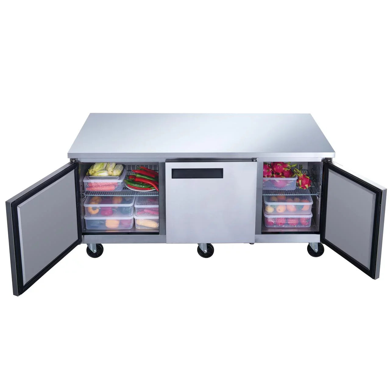 Undercounter Refrigerator in Steel 3-Door DUC72R Commercial Stainless