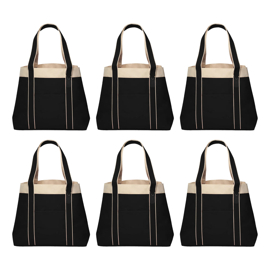 6 Straps, Black Tone, Everyday Gusset, Reinforced Donna - Bags - Use Two Set Tote Wide Polyester