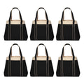 6 Straps, Black Tone, Everyday Gusset, Reinforced Donna - Bags - Use Two Set Tote Wide Polyester