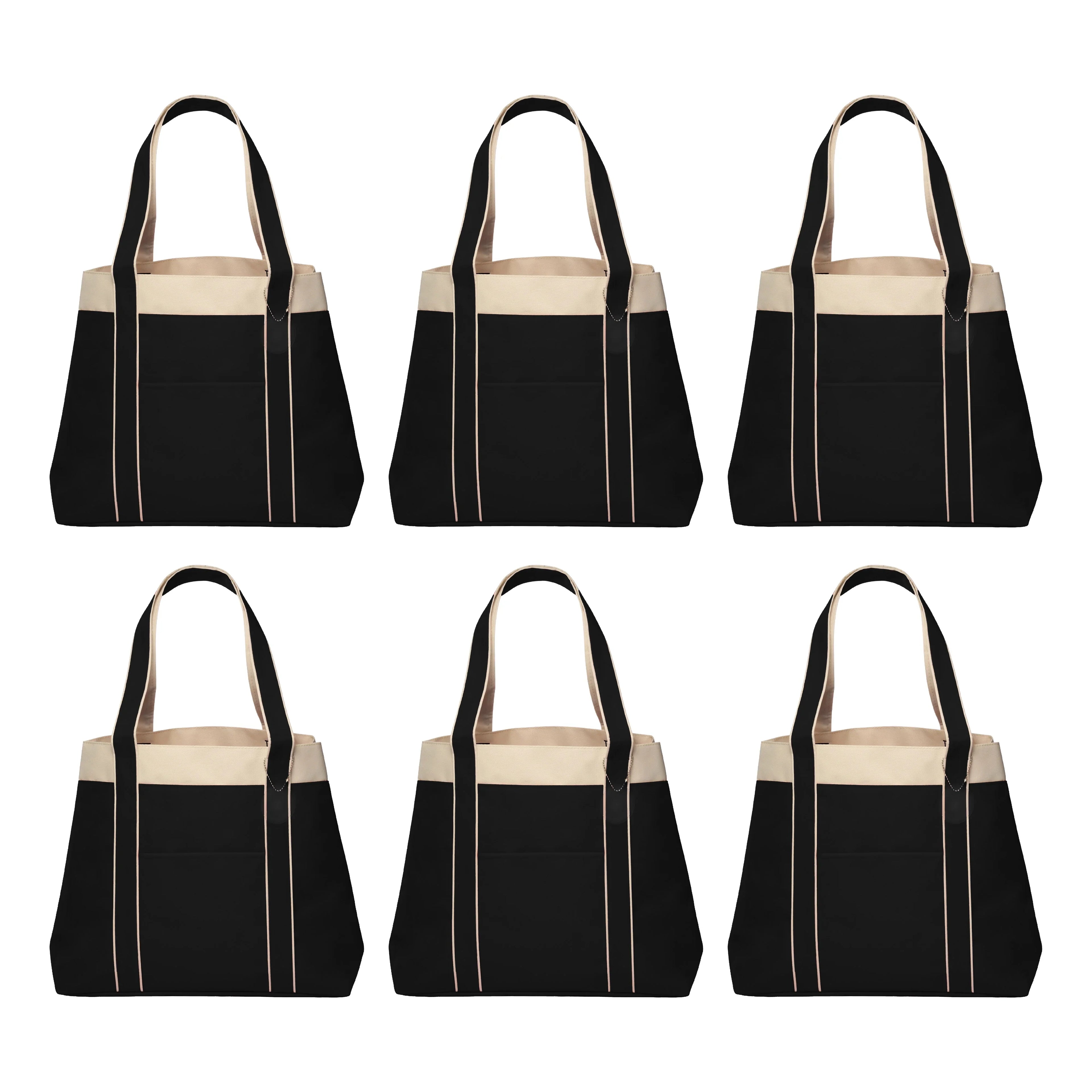 6 Straps, Black Tone, Everyday Gusset, Reinforced Donna - Bags - Use Two Set Tote Wide Polyester