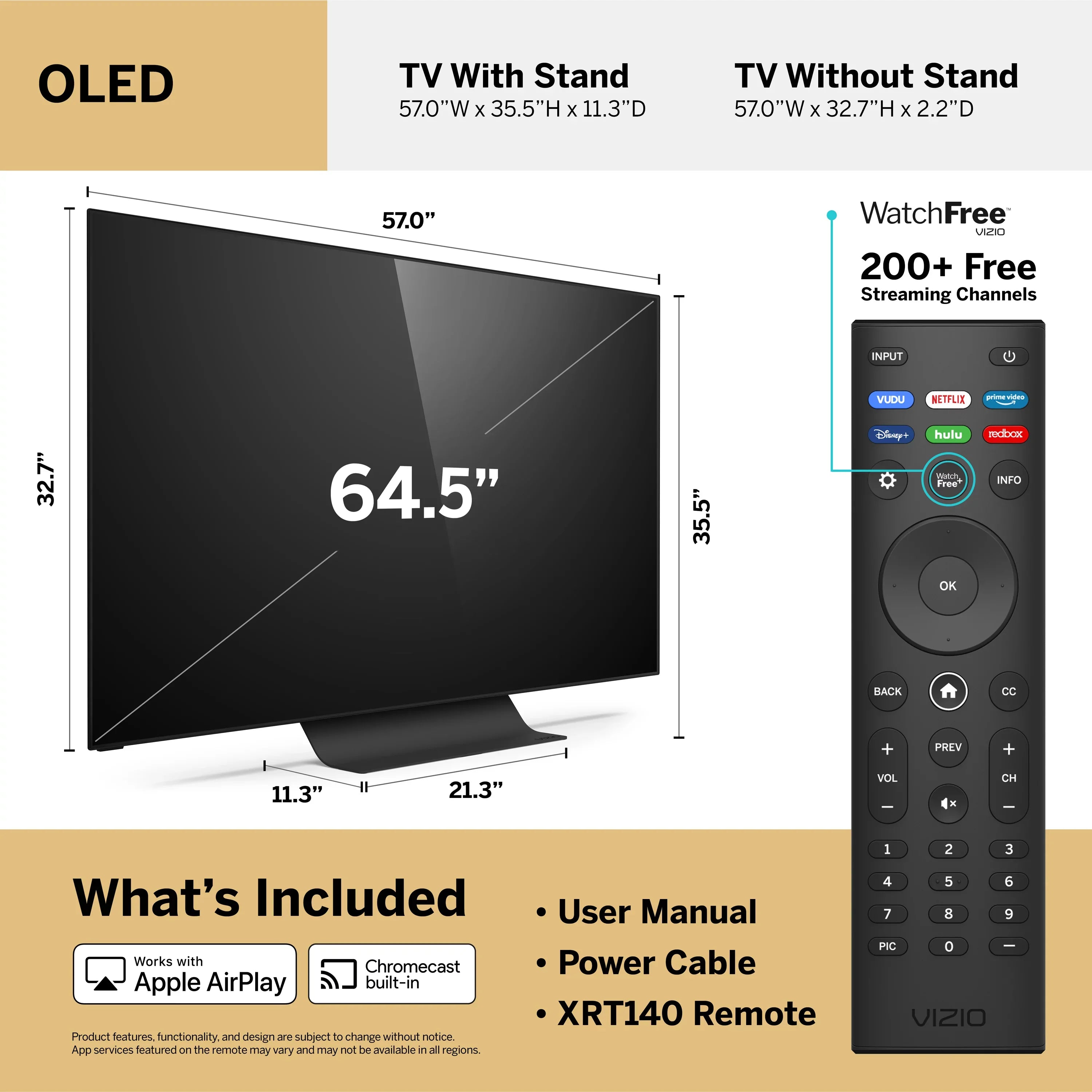 TV SmartCast Smart 65" OLED OLED65-H1 HDR Class 4K VIZIO