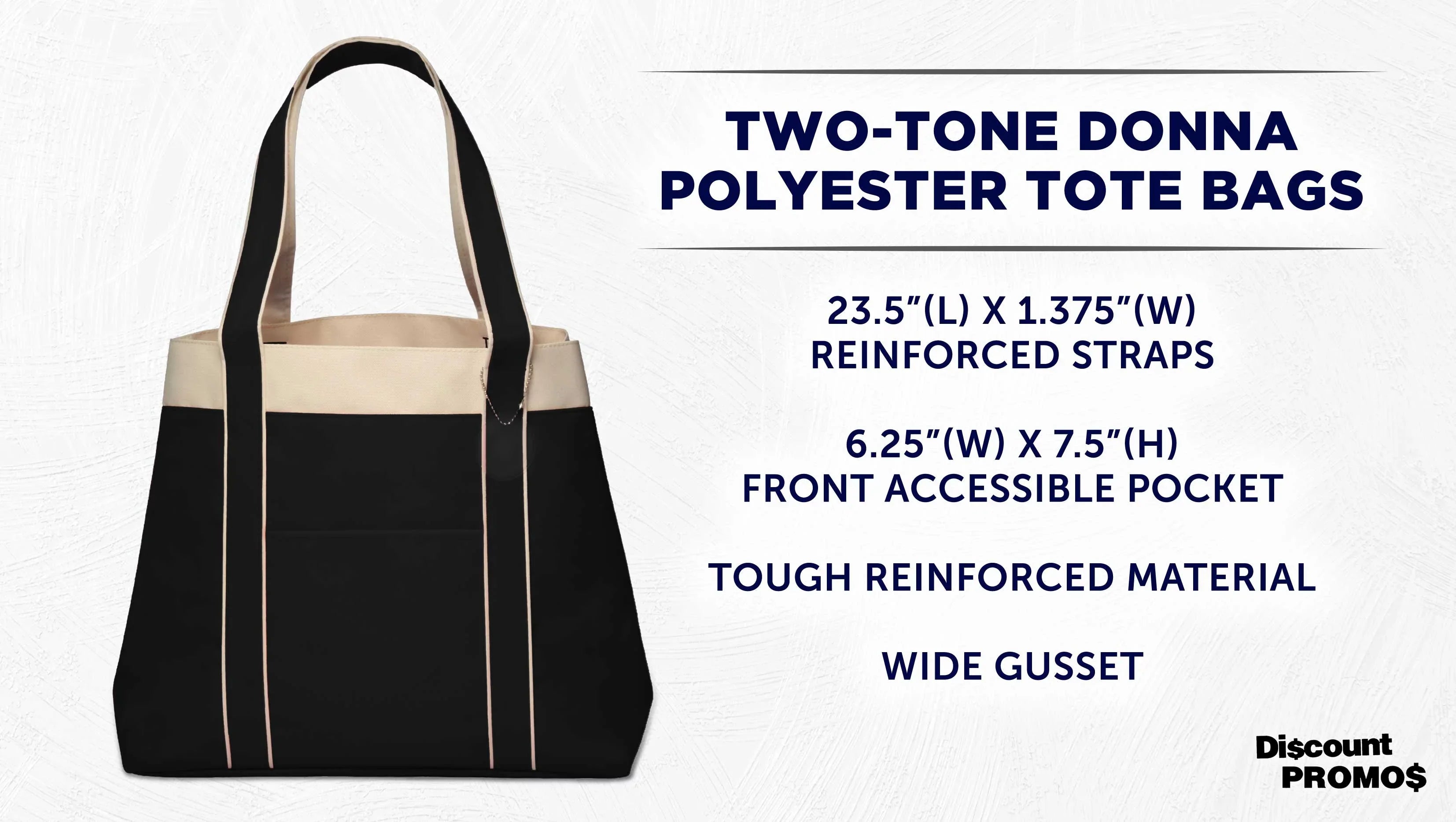 6 Straps, Black Tone, Everyday Gusset, Reinforced Donna - Bags - Use Two Set Tote Wide Polyester