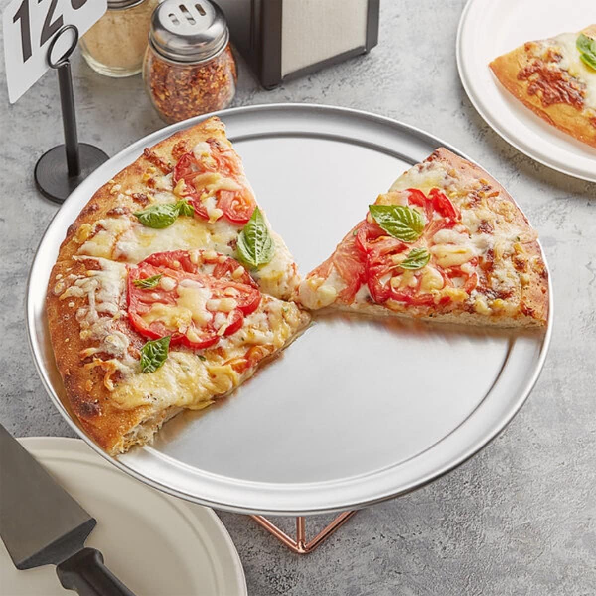 for Bakeware Pizza Rim- Pizza Tray Kitchen Round & Home Pizza 13” Pizzeria Pan Wide Baking Tray TrueCraftware- Restaurants Round Baking Tray Pan Aluminum 3 Set of Tray