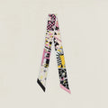 Ladies Suite Twilly Hermmes Silk Muffler Scarf Scarf Black/Rose/Yellow New