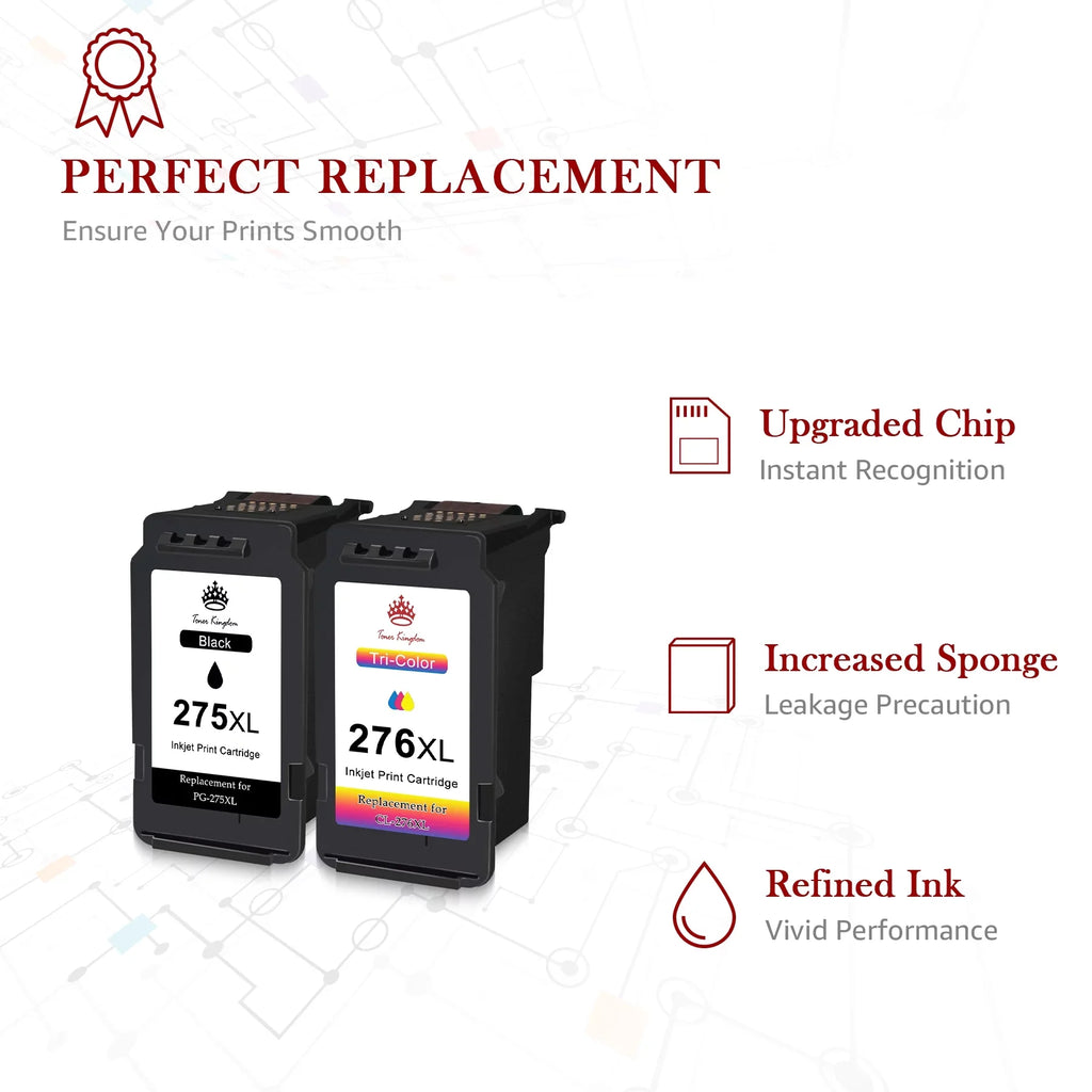 for for Black, Ink High TR4720 275XL Color) (2 1 Toner Printers CL-276 276XL TS3500 Capacity 275 TR4700 Canon Ink TS3520 Kingdom PG-275 Cartridges and PIXMA Cartridges TR4722 Ink 276 TS3522