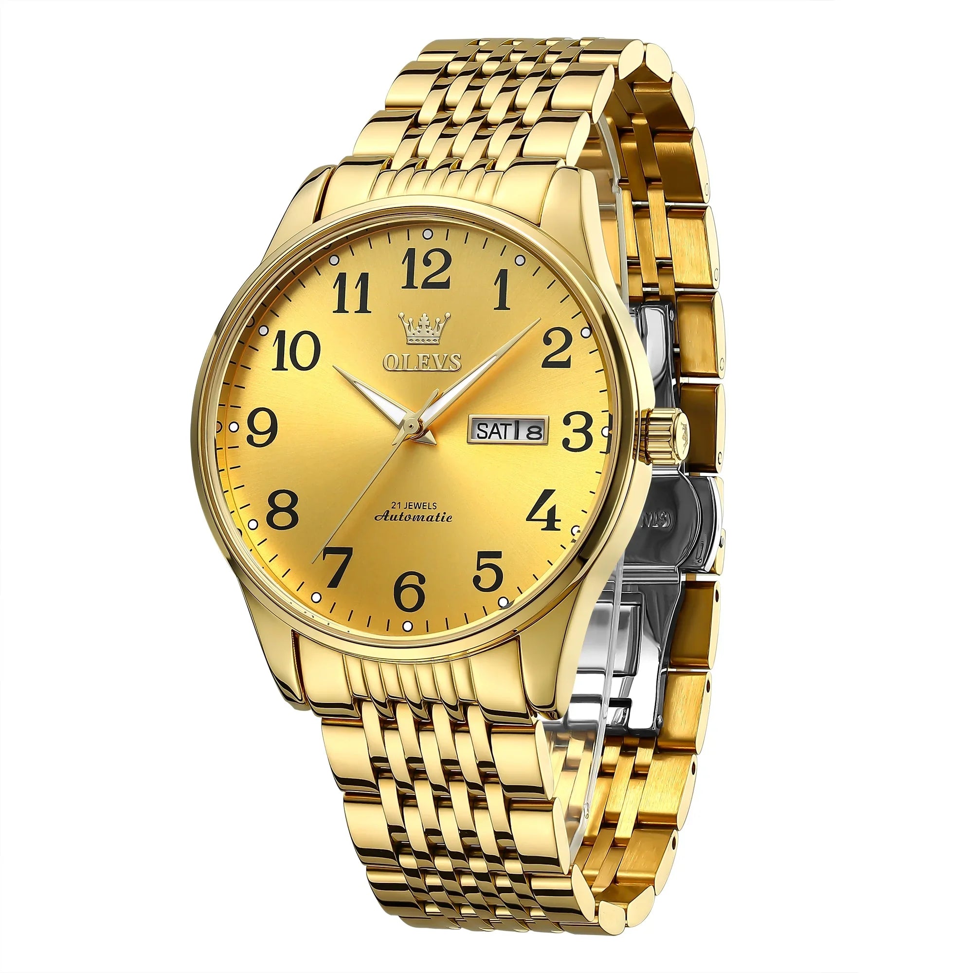 Hombre, Adult Dial Large Gifts Male Wristwatch Arabic Watch Reader Gold Face Winding Reloj Self for Men, Numerals Men Easy Para for OLEVS Waterproof