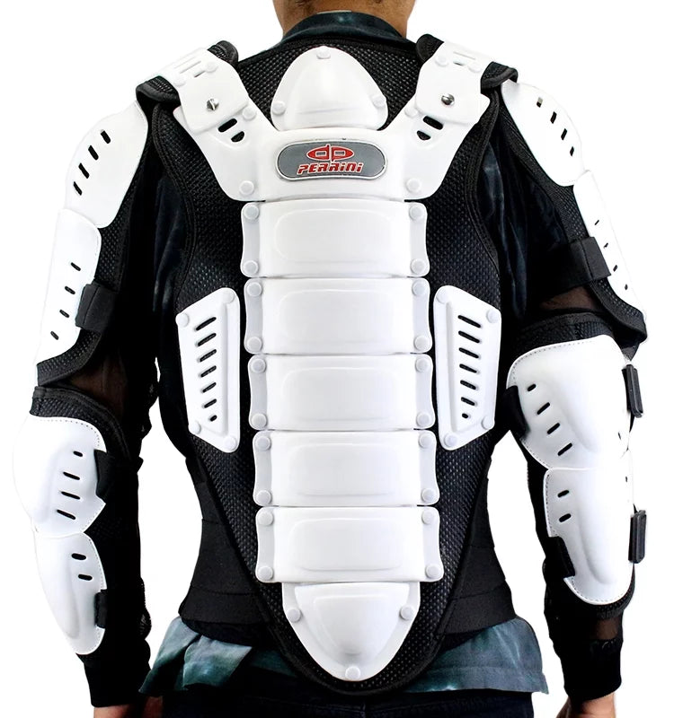 Approved Motorcycle White Jacket CE Full Protection -4XL Spine Body Armor Perrini