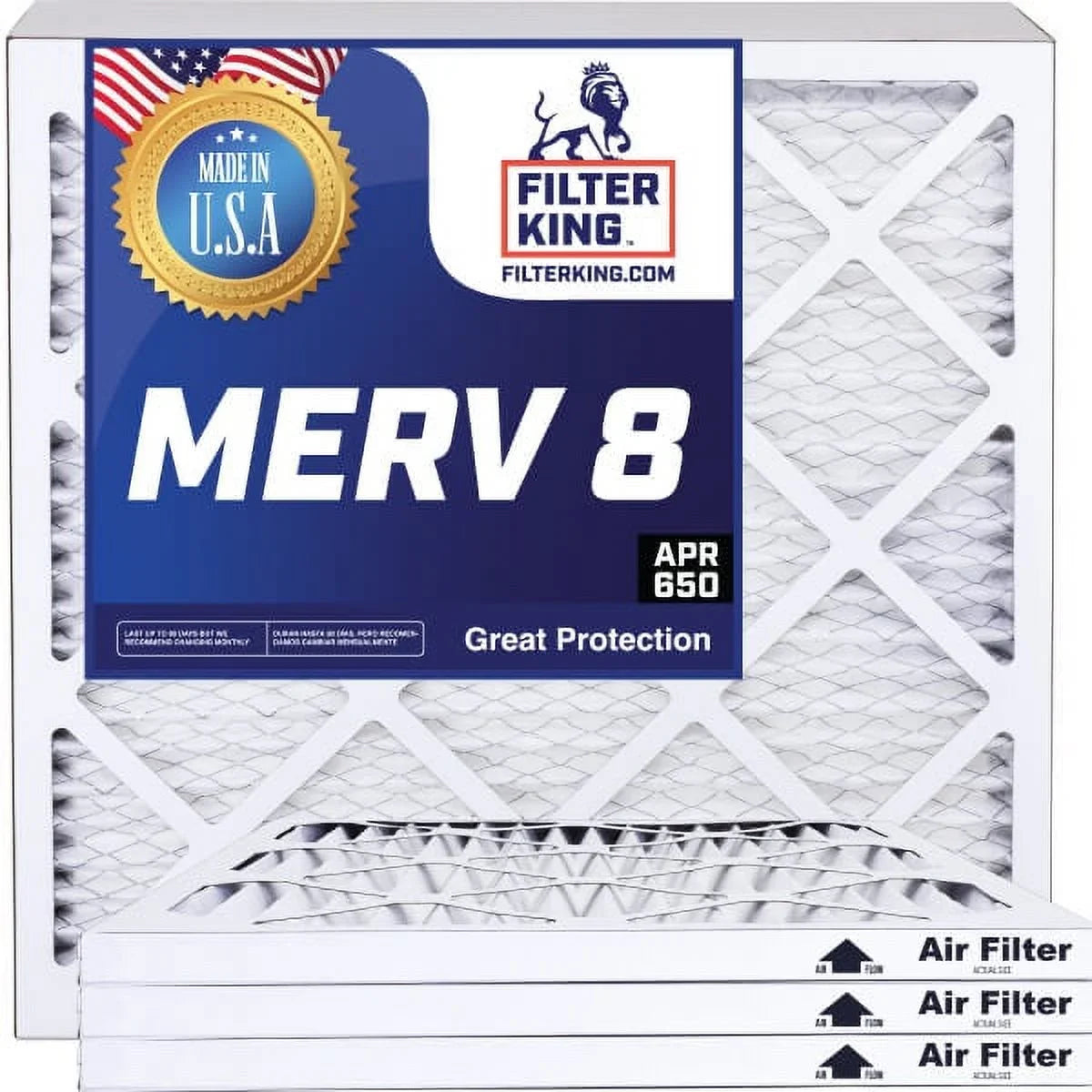 IN | .75" Furnace Air HVAC Actual Filter Pleated 20 x 20x21.5x1a Filters 8 | 4-PACK Size: | USA MADE King | x MERV A/C 21.5 Filter