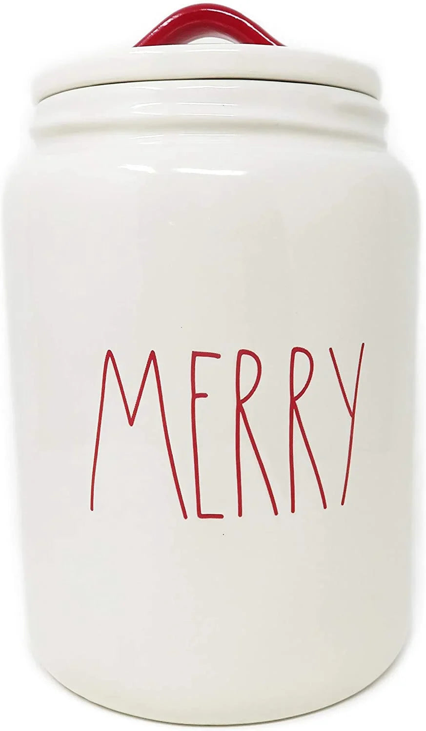 By Canister Rae MERRY Ceramic Large Dunn Letters With Magenta Red LL