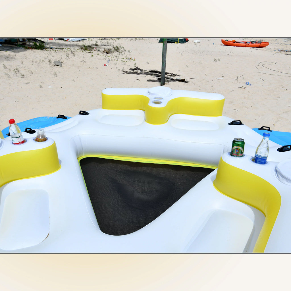 ALEKO IFI6P Island Raft Coolers Floating Person - 6 Holders Lounge with and Cup Inflatable