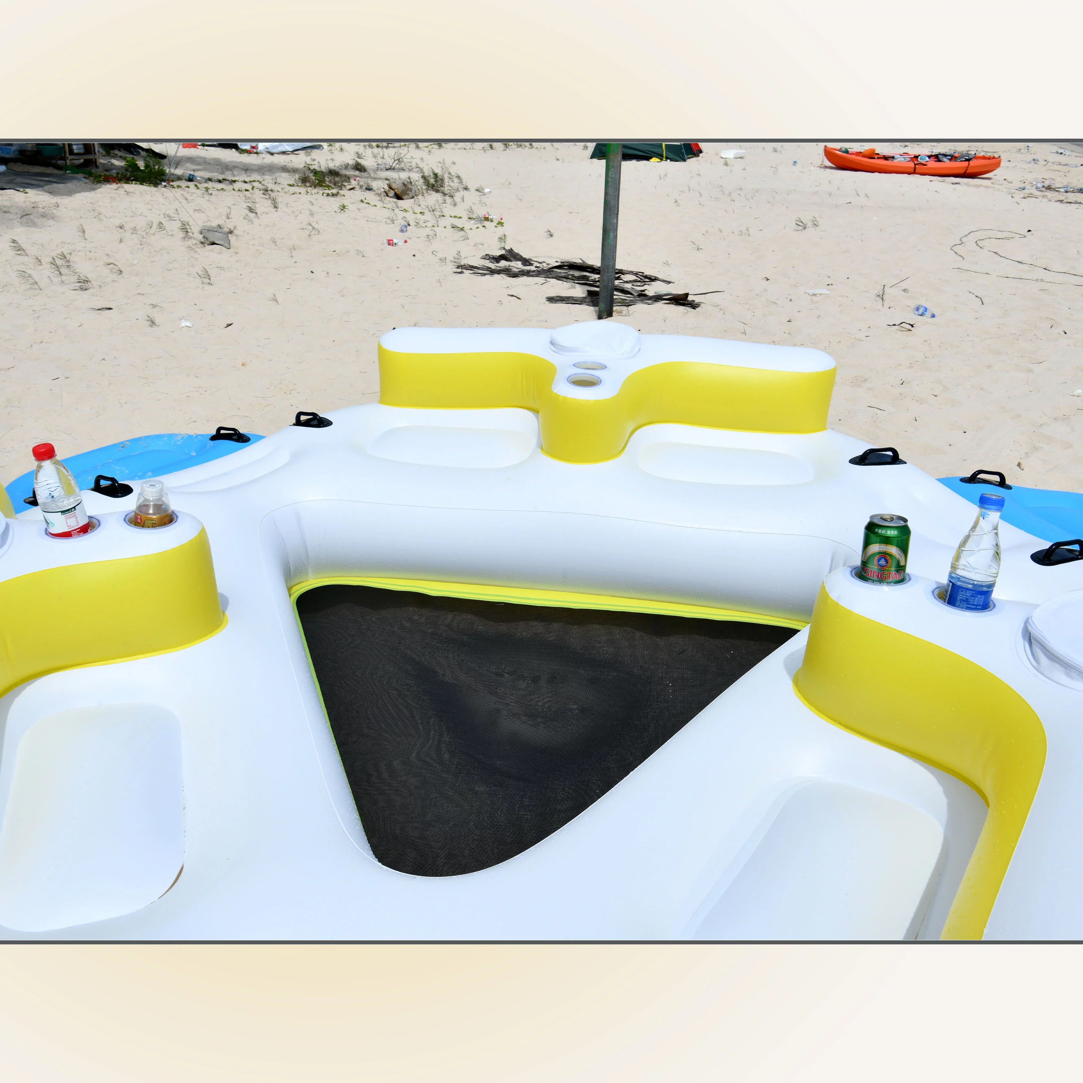 ALEKO IFI6P Island Raft Coolers Floating Person - 6 Holders Lounge with and Cup Inflatable