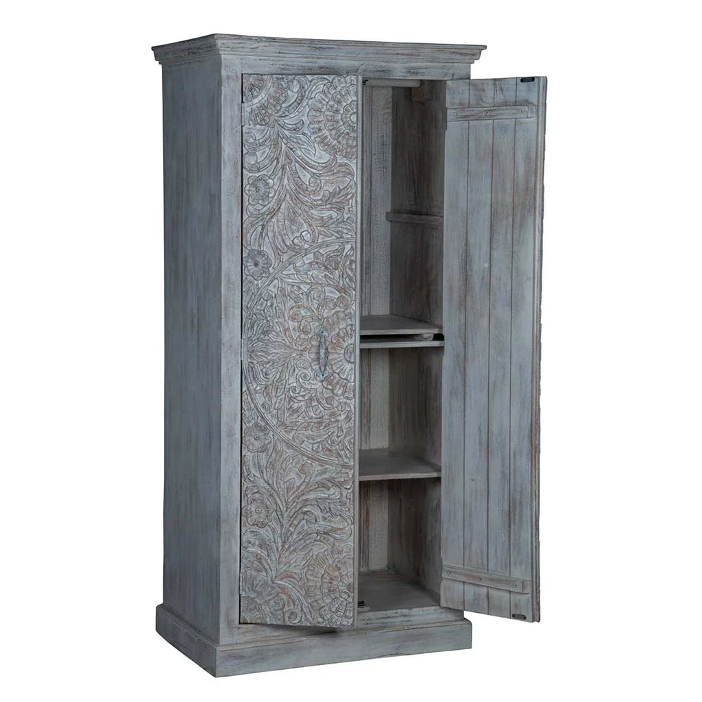 White Chic Carved Shabby Wardrobe Maadze