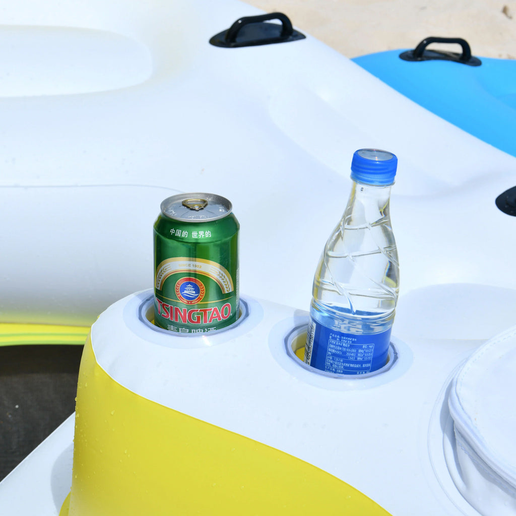 ALEKO IFI6P Island Raft Coolers Floating Person - 6 Holders Lounge with and Cup Inflatable