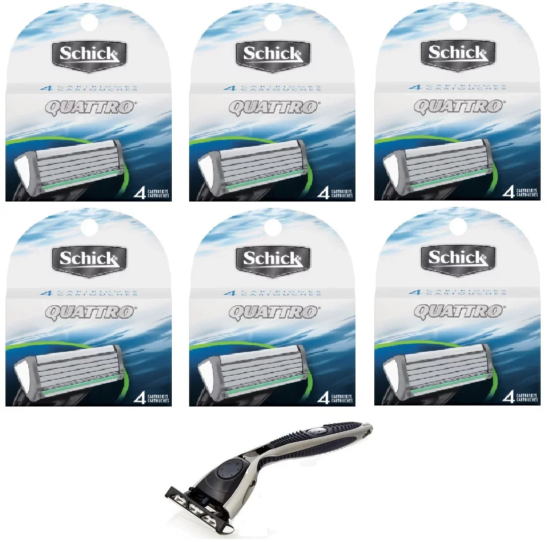 '+ (6 Schick Cartridges, Ct. Refill 4 Quattro Pack) Razor Compatible