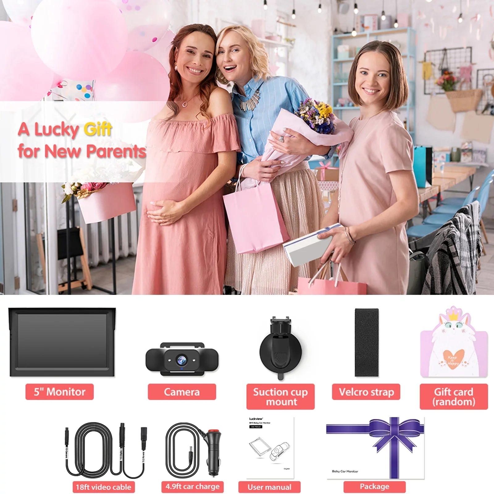 Baby HD Observing Safety Luckview Children Monitor Zoom Car Night Back While 3X for Seat Car Rear Car Driving Baby Seat Monitor Car Camera Vision, Facing Camera Baby Baby Camera