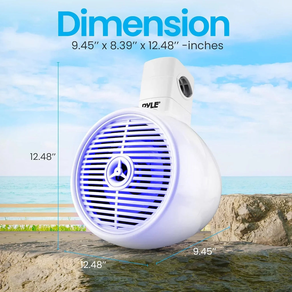 Marine PLMRWKBT65WT Speaker Resistant Speaker Lights, 2-Way - Bluetooth with Wakeboard Box White Mini 6.5" LED System Water Built-in Single