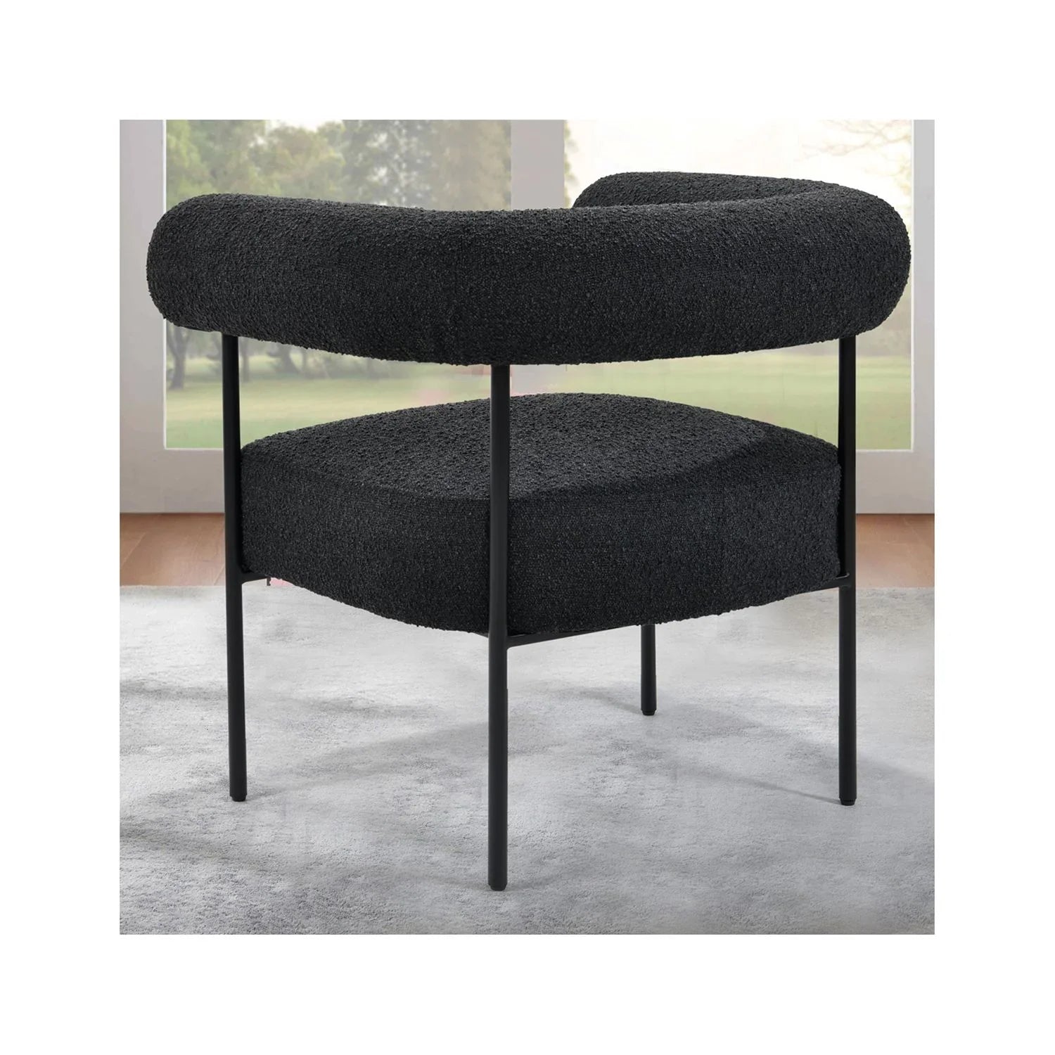 Boucle Metal Arm Black Palma Chair