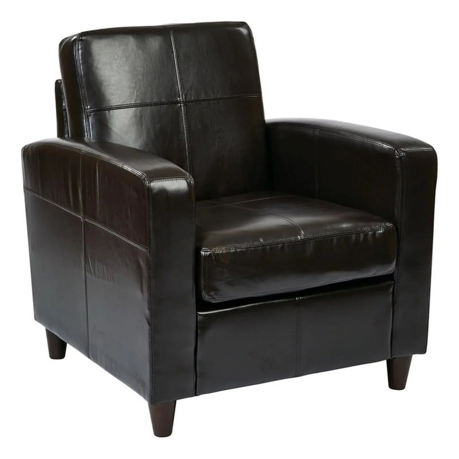 in Designs Transitional Upholstered 18'' Faux Atlin Club Espresso Chair Leather
