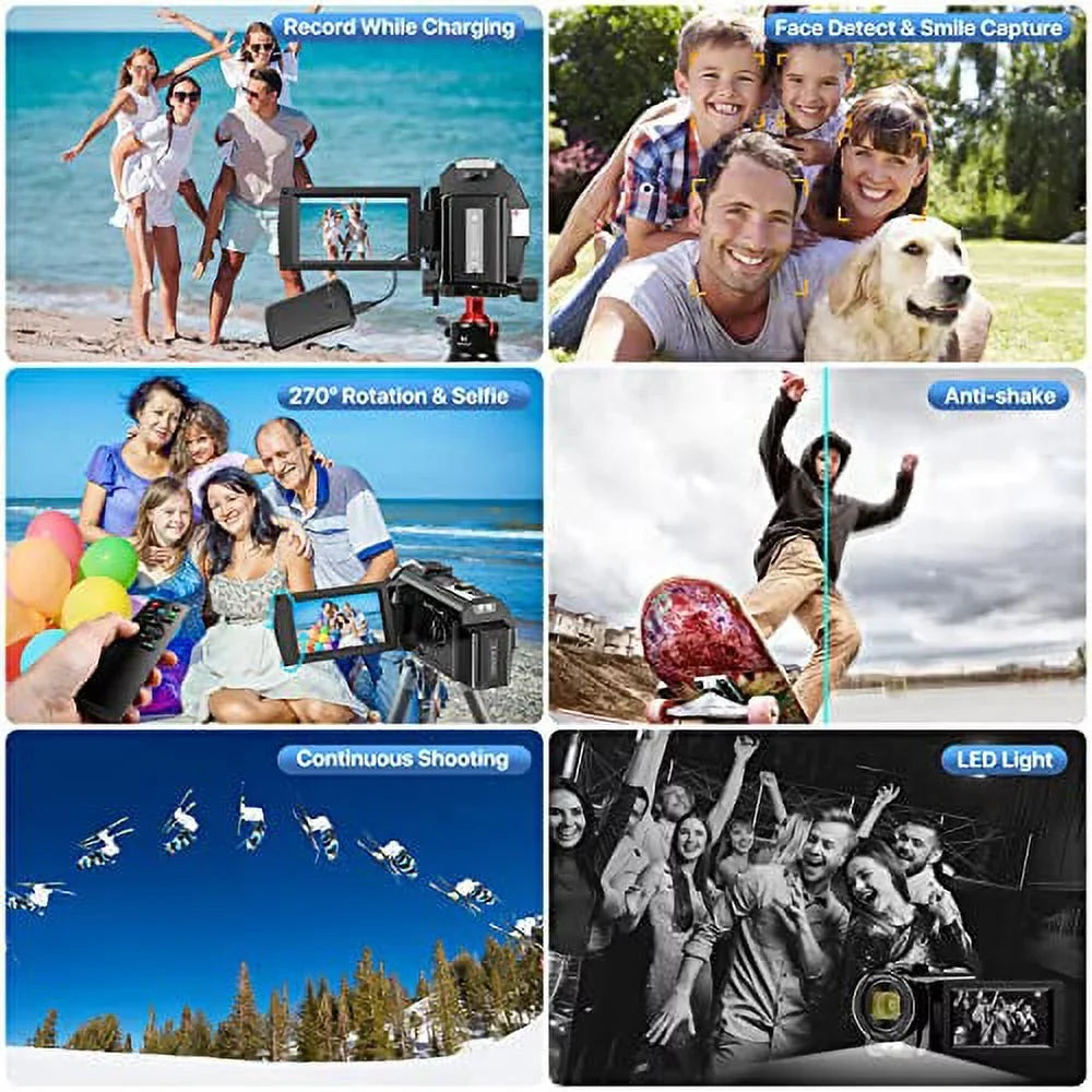 Digital IR WiFi Camera 1080P and Microphone,Remote 3.0'' Vision 2 Zoom Camera Night with 16X 26MP Touch Batteries Camcorder Recorder Camcorder Video 30FPS Screen FHD Vlogging YouTube