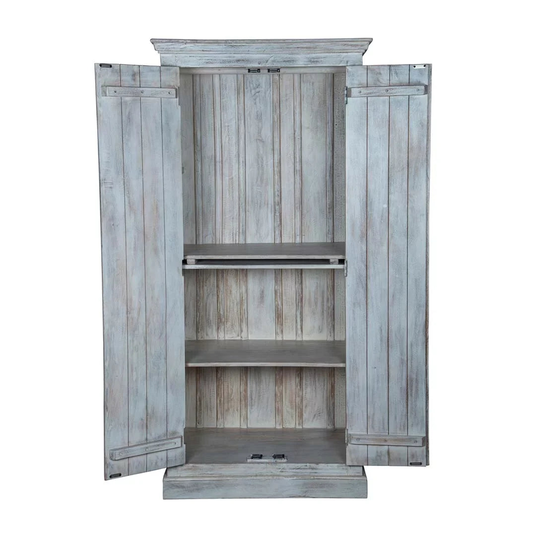 White Chic Carved Shabby Wardrobe Maadze