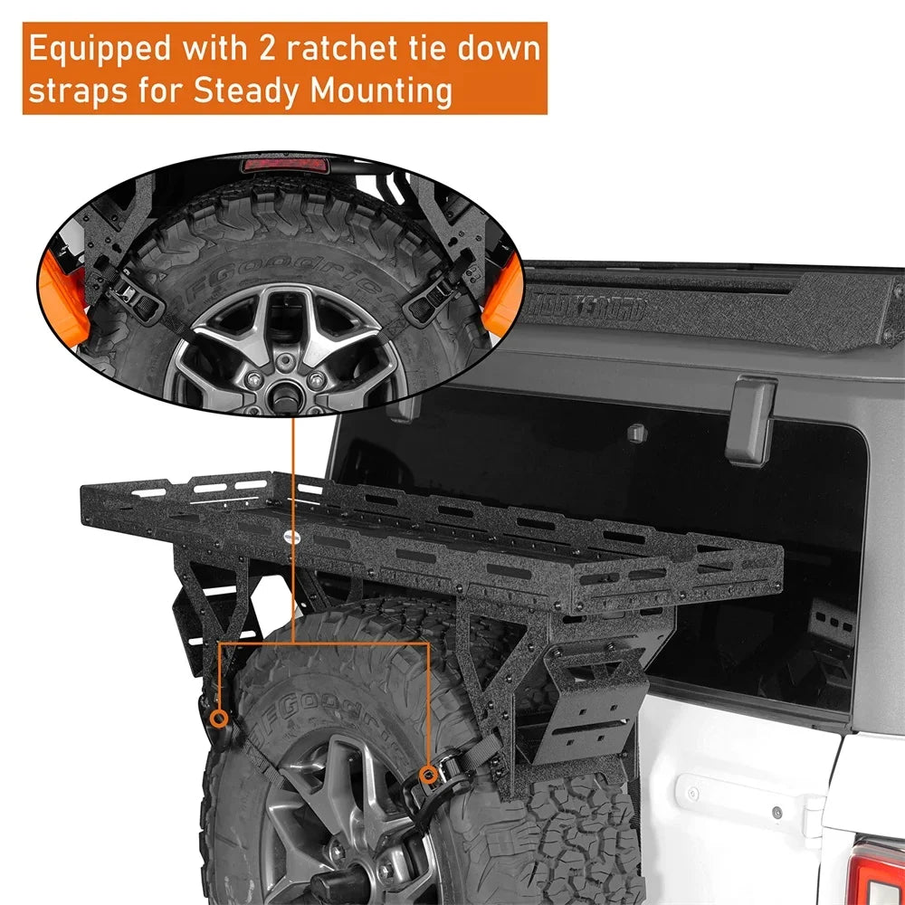 YJ Jeep Spare Wrangler Road JL 1976-2024 Bronco Tire Fit Basket Utility RV Ford Hooke TJ JK