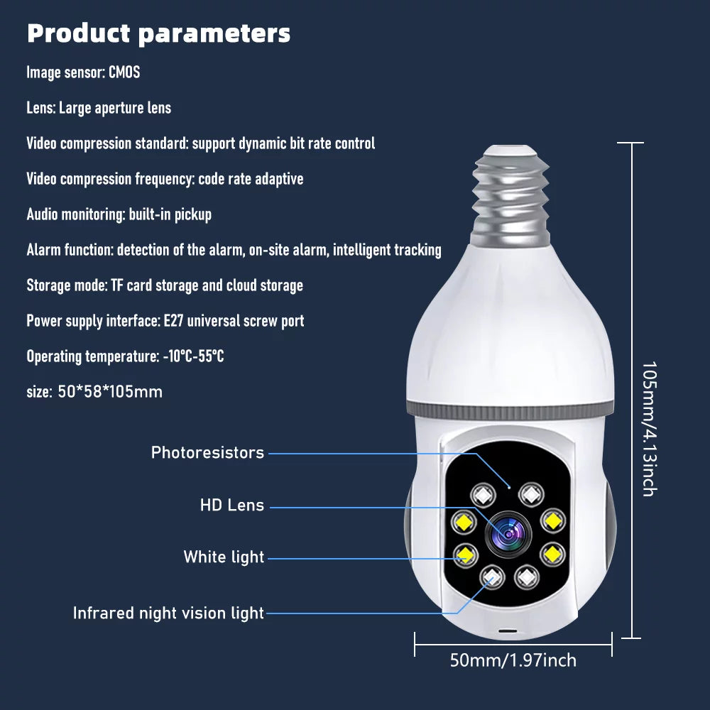 Detection, Cameras Camera, Vision with Bulb Security Home WiFi Kepeak Clear Motion
