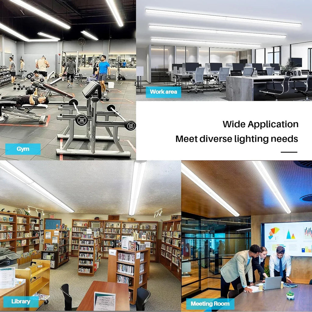 Fluorescent Commercial for LED Lights, Ultra Mount Equiv.], Office Flush Grade 5000K, Pack Wraparound Warehouse, Slim 12500LM, Strip 4 8 Light Garage T8 LED [6-lamp Foot QCAI Shop 110W 8FT Compact
