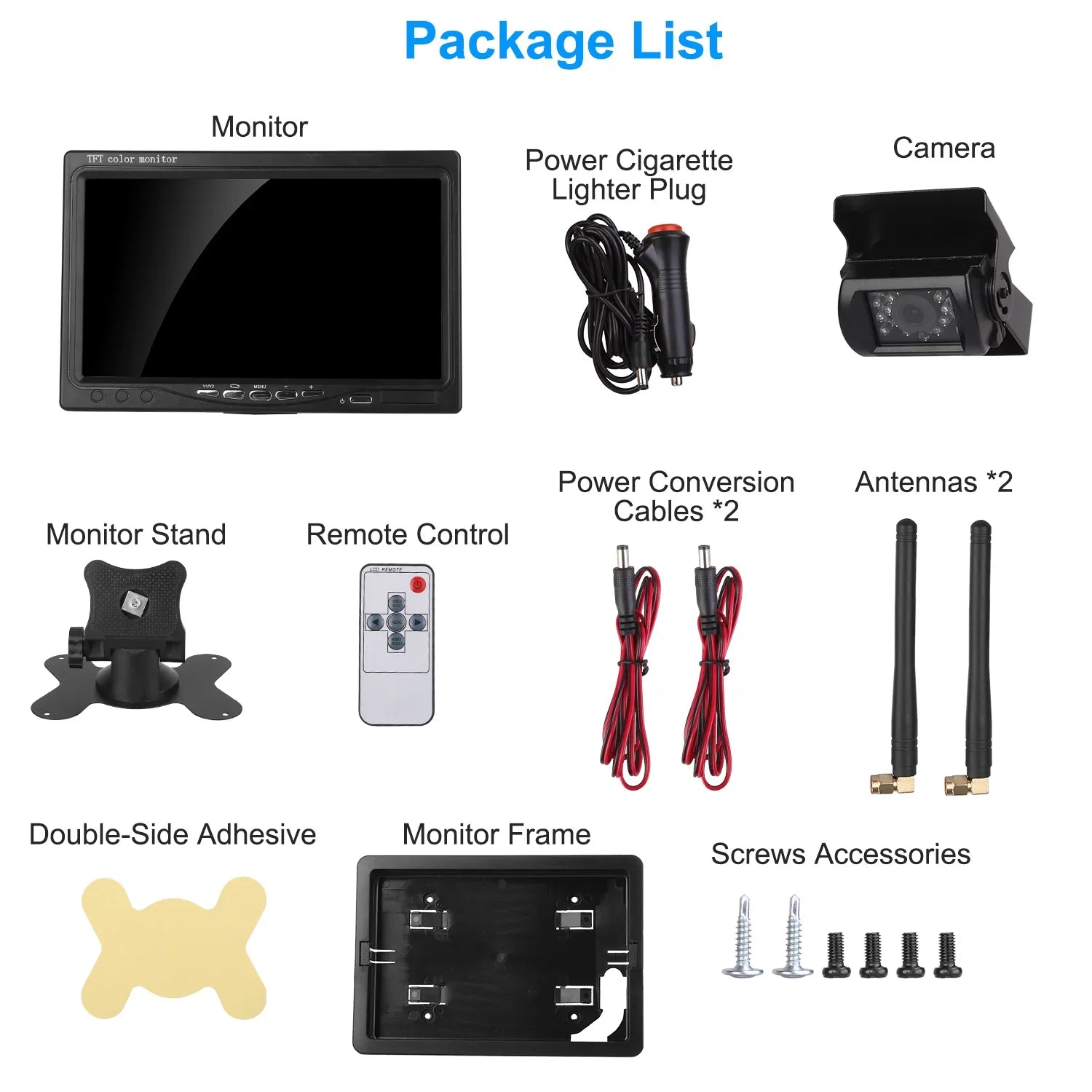 2.4G System Signal IP67 Van with Reverse Trunk SUV Vehicle Car Waterproof Car Screen Kit System Wireless View Parking Rear Backup Night 7In Camera for Vision Stable Monitor iMounTEK