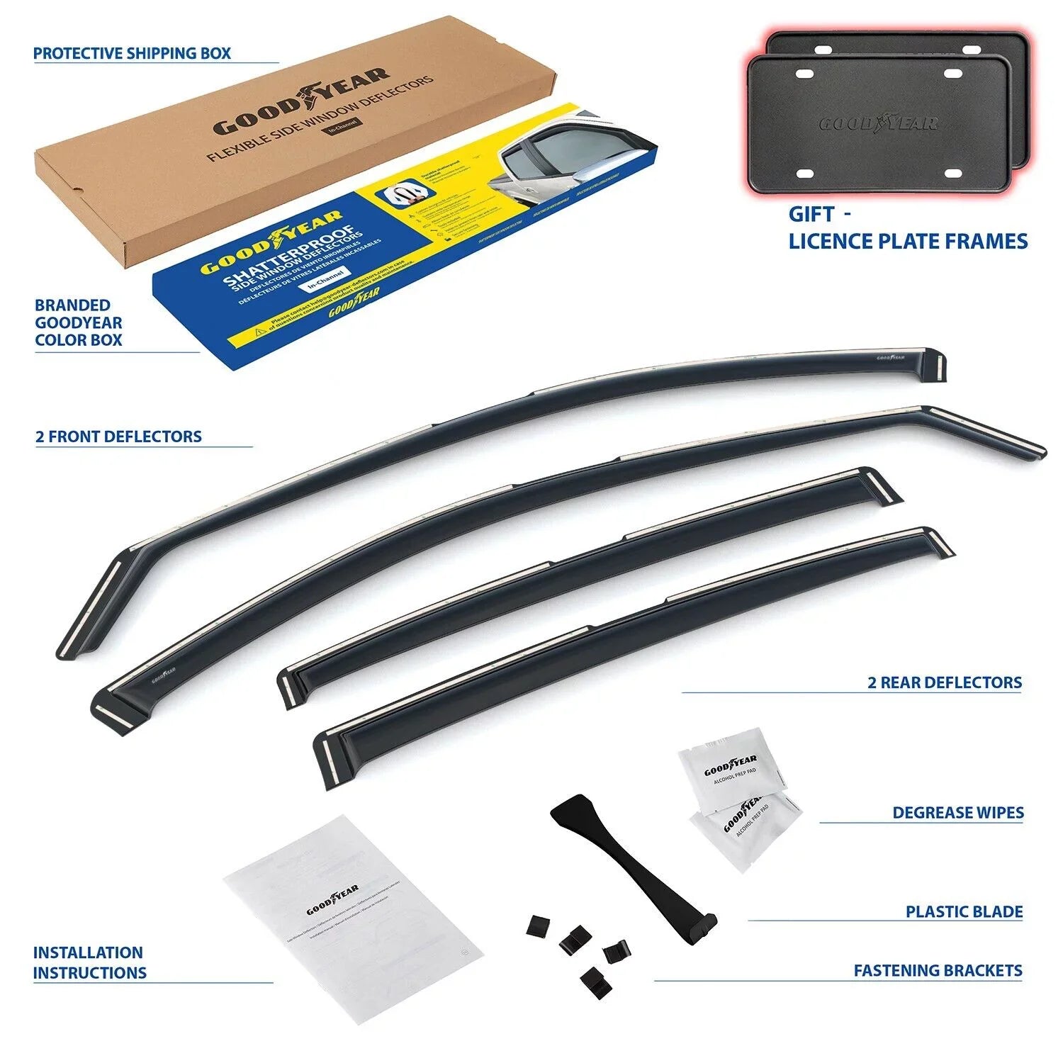 Window Shatterproof Rain Deflectors - Cars, Guards, pcs GY007801 Window Accessories, Deflector, Vent Car Nissan Altima for in-Channel 4 2019-2024, Goodyear for Visors
