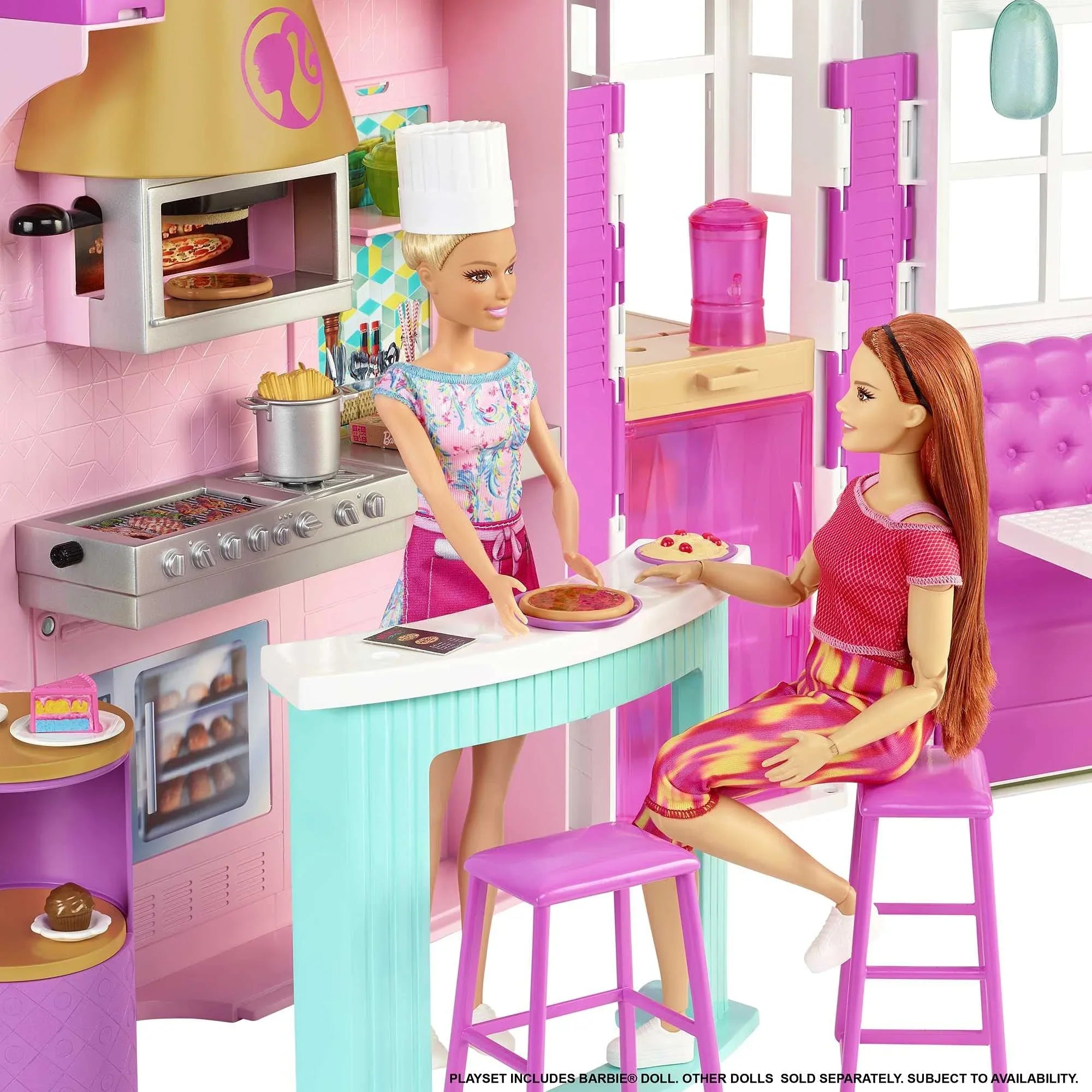 3 Cook ‘n Year Playset 30+ 7 for Barbie Grill Gift Olds with Pieces Restaurant to