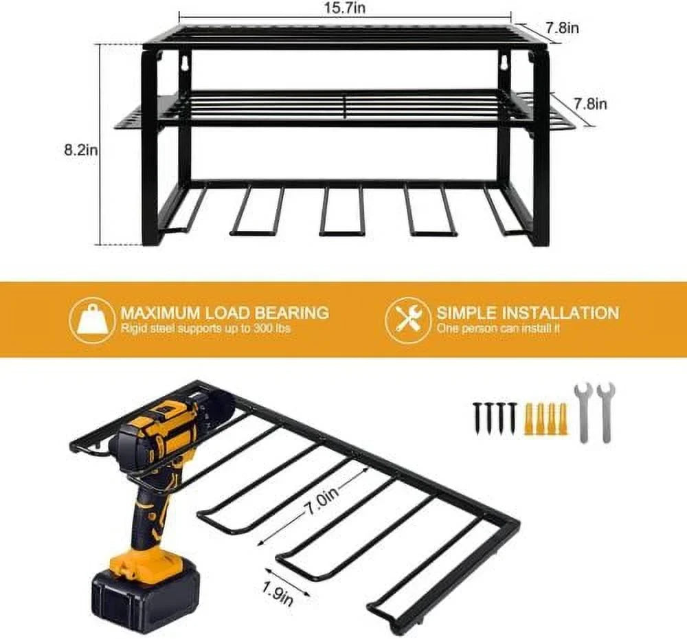 Tool Duty Heavy Utility Wall-Mounted Organizer Holder Rack Drill Storage Power